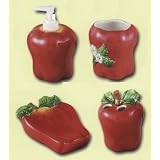 APPLE 3-D Ceramic Bathroom Bath Accessories Set NEW! by KKM-Big Apple