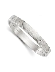 Leslies Sterling Silver Polished & Textured Flexible Bangle