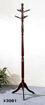 Cherry Finish Carved Coat Rack
