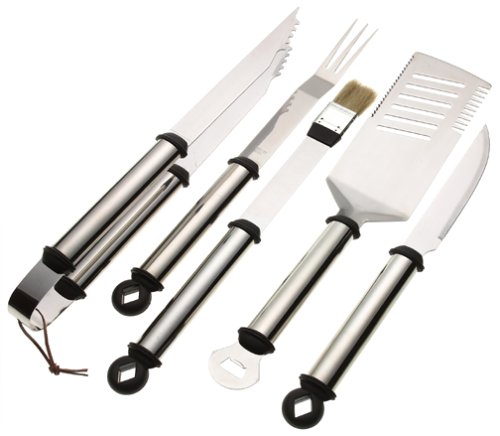 Mr. Bar-B-Q 5-Piece Oval Stainless Handle Tool Set