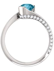 Platinum 6.00mm Round Cut London Blue Topaz and Diamond Ring -- LIFETIME WARRANTY