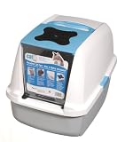 Hagen Catit Hooded Cat Litter Pan, White/Blue Hagen Catit Hooded Cat Litter Pan, White/Blue
