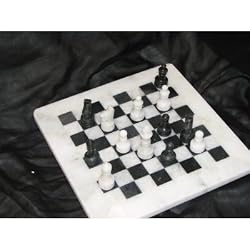 8" x 8" White Marble & Black Marble Chess Set Comes with Free Velvet Gift Box