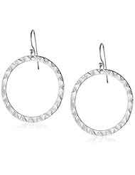 Sterling Silver Hammered Circle Drop Earrings