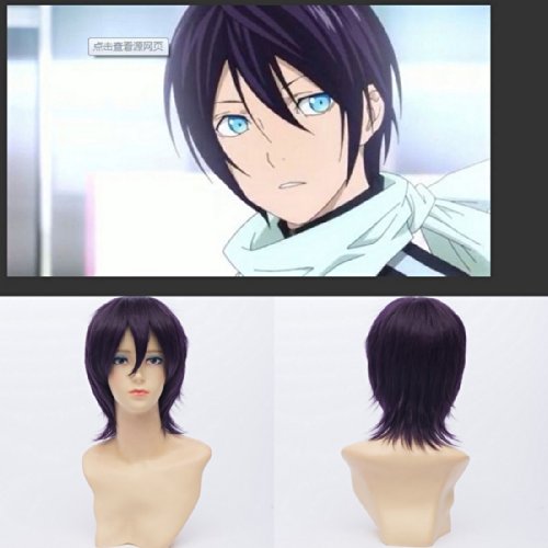 QIYUN.Z Noragami Yaboku God Yato Short Straight Purple Black Cosplay Anime Costume Synthetic Fibre Hair Heat Resistant Full Wig For Women