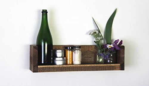 Rustic Reclaimed Wood Kitchen Wall Shelf In Walnut Finish- Multi Purpose Can Be Used As Bathroom Wall Shelf, Living Room Shelf Or Spice Rack- Woodland Collection