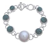 Pearl and turquoise bracelet, 'Magical Moon' 1