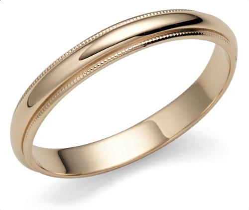 14k Yellow Gold 3mm Milgrain Half Round Band