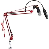 Neewer&reg; NW-35 Adjustable 31.5"/80cm Studio Recording Microphone Suspension Boom Scissor Arm Stand with Microphone Clip & Table Mounting Clamp (Red)