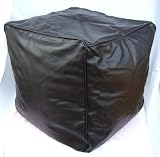 Bean Bag Foot Stool Faux Leather Cube Choc Brown Pouffe