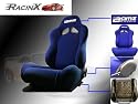 Black with Green Universal Racing Seats - Pair