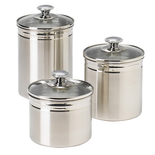 Pomerantz Beaded Stainless 3-piece Canister Set