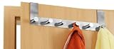 Wenko 4468060100 Türgarderobe Celano bis 2 cm Türfalz geeignet, Edelstahl satiniert, rostfrei, 39.5 x 5.5 x 11 cm