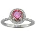 1.30 ct Round Cut Pink & White Diamond Engagement Ring With Accent Diamonds in 14k White Gold , Available In Sizes 4, 5, 6, 7, 8, & 9.