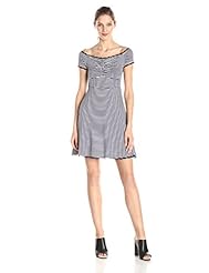 Off the Shoulder Elastane/Polyester/Viscose Fit-and-Flare  Dress