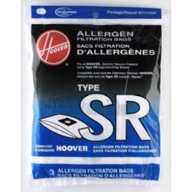 Hoover 401010SR Allergen Filtration Vacuum Bags, 3 bag pack
