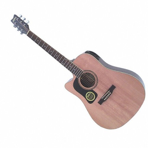 MusicalInstruments: Washburn D10SCELH Left Handed Dreadnought Cutaway Acoustic Electric Guitar  Natural 