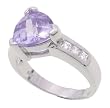 SilverBin Sterling Silver Engagement Style Prong Set Triangle Lavender CZ Ring with Small CZ Accents