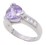 SilverBin Sterling Silver Engagement Style Prong Set Triangle Lavender CZ Ring with Small CZ Accents