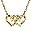 14k Yellow Gold Double Heart Pendant w/ Diamond Accent
