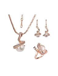 Generic Women 18k Gold Plated Set Necklace Earrings Ring