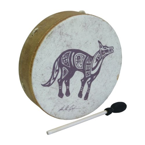 14 Inch Buffalo Drum with Lone Coyote Graphic