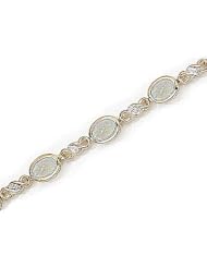 14kt Yellow Gold Oval Opal and Diamond Bracelet