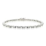 14K White Gold 2 ct. Round and Baguette Cut Diamond Tennis Bracelet