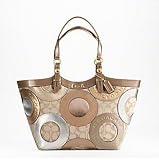 Coach Signature Pieced Patchwork Shopper Bag Tote 16180 Gold
