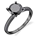 2 Carat Round Black Cubic Zirconia CZ Black Sterling Silver 925 Wedding Engagement Ring