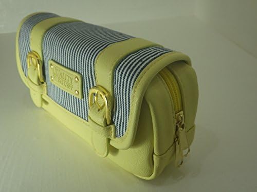 enjeldragon cute pen case pouch pencil pouch makeup bag storage case large capacity back brush put four colors pink beige lemon yellow mint green smiling colored pencil set (lemon yellow)