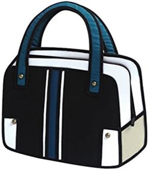 Airthea® Creative 3D Jump Style 2D Drawing from Mixed Color Cartoon Paper Bag Hand Bag Fashion Design Comic Bow Handbags Messenger Shoulder Bag, Black