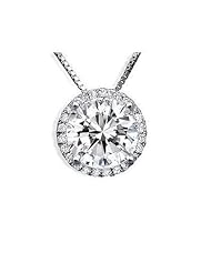 1.22ct SI-1 F Round Diamond Solitaire Necklace Pendant 18k White Gold