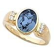 14K Yellow Gold London Blue Topaz and Diamond Ring