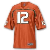 Miami Hurricanes Number 12 Youth Replica Football Jersey - Orange
