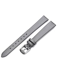 Hadley-Roma Womens LSL978RW 120 12-mm Silver Satin Grained Leather Watch Strap