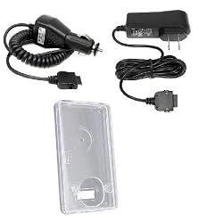 Car Charger + Travel charger + Crystal Clear Case for Microsoft Zune 120GB