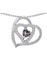 Original Star K (tm) 6mm Heart Shape Rainbow Mystic Topaz Pendant in .925 Sterling Silver