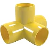 FORMUFIT F0344WT-YE-8 4-Way Tee PVC Fitting, Furniture Grade, 3/4" Size, Yellow (Pack of 8)