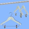 PACK OF 12 PREMIUM QUALITY WHITE WOODEN COAT HANGERS WITH CLIPS - for Childrens' Clothes 32cm Wide.