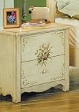 Hand-Painted Weathered Wash Finish Nightstand Bedside Table