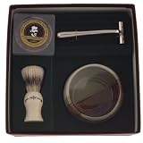 Colonel Conk Model 232 Santa Fe Shave Cup, Deluxe Boar Brush, Chrome Razor, and Soap