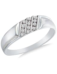 Size 8 - 10k White Gold Diamond Mens Wedding Ring or Fashion Ring - w/ Channel... by 