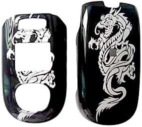 Silver Dragon on Black - Samsung SPH-A920 Protective Hard Case - Snap on Cell Phone Faceplate Cover