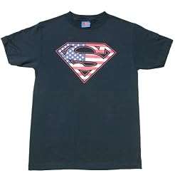 DC COMICS SUPERMAN "AMERICAN FLAG SHIELD" Licensed Tee