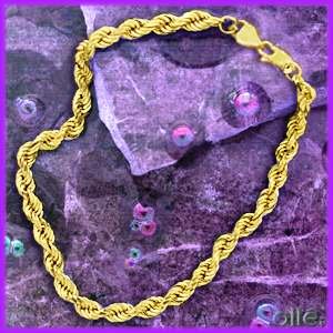 14K 4MM Diamond Cut Solid Rope Bracelet 7