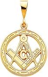 14K Gold Free Mason Symbol Charm Masonic Pendant New