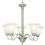 Thomas Lighting SL8811-78 Riva Five-Light Chandelier Brushed Nickel Finish with Etched Alabaster Style Glass Thomas Lighting SL8811-78 Riva Five-Light Chandelier Brushed Nickel Finish with Etched Alabaster Style Glass