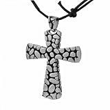 Stainless Steel Cross with Stone Pattern Necklace