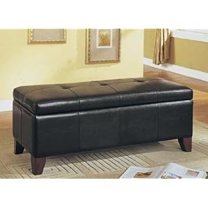 New Brown Vinyl Storage Ottoman Bench